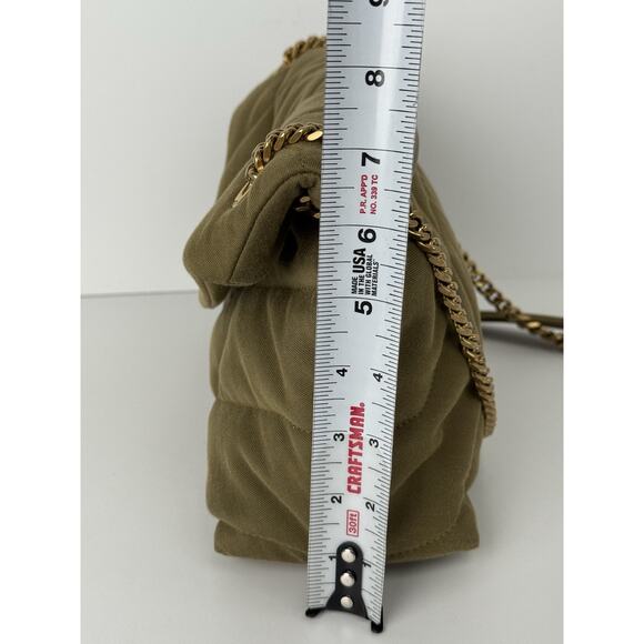 SAINT LAURENT Small Puffer Wool Chevron Quilt Shoulder Bag in Olive Green - Picture 10 of 13